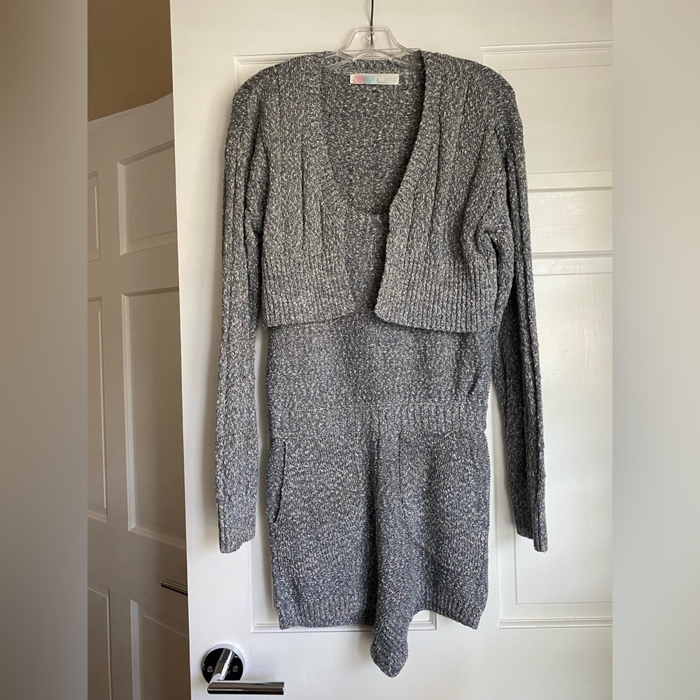 Free People Knit Romper and Sweater Matching Set - Blue